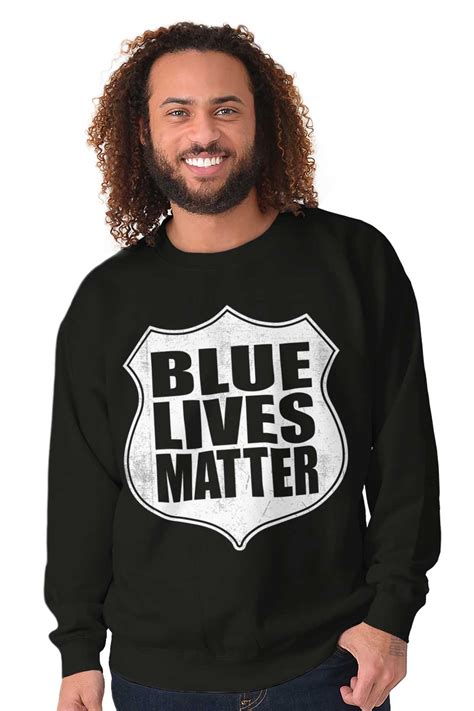 Blue Lives Matter Thin Line Law Enforcement Adult Long Sleeve Crew