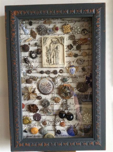 I Collect Antique Buttons And Pins Bought A Shadow Box And Displayed