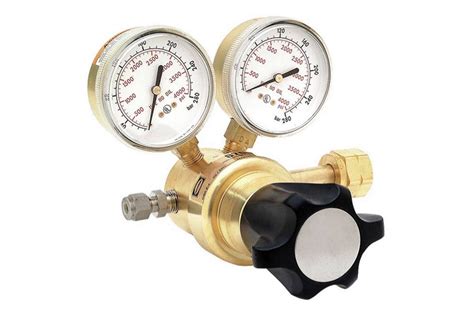 High pressure tanks or lecture bottles require different fittings with the regulator on finger tight, open the tank valve until gas just begins to flow. High Delivery Pressure Regulator - CGA-8700
