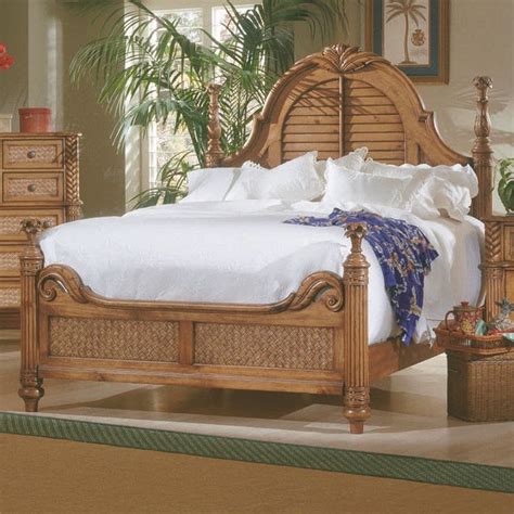 tropical queen bed frame  poster headboard footboard coastal bedroom