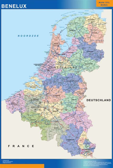 Mapa Benelux Magnético Enmarcado Para Imanes Grande Mapas Grandes De