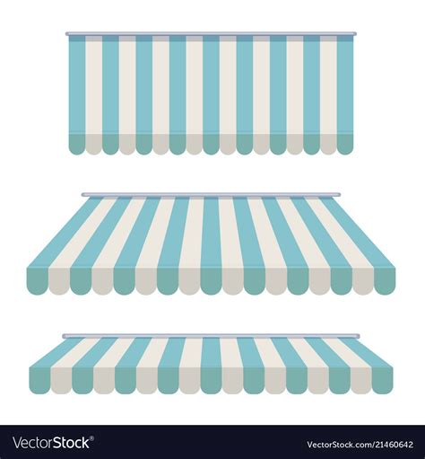 A Set Of Striped Awnings Canopies For The Store Vector Image