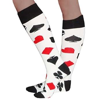 Chrissy S Socks Women S Playing Card Socks White Black Red At Amazon Womens Clothing