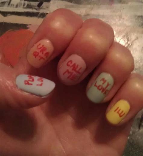 Conversation Heart Nails Converse With Heart Heart Nails Conversation