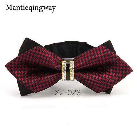 mantieqingway metal decoration bow tie sharp corners knot men s accessories wedding party bowtie