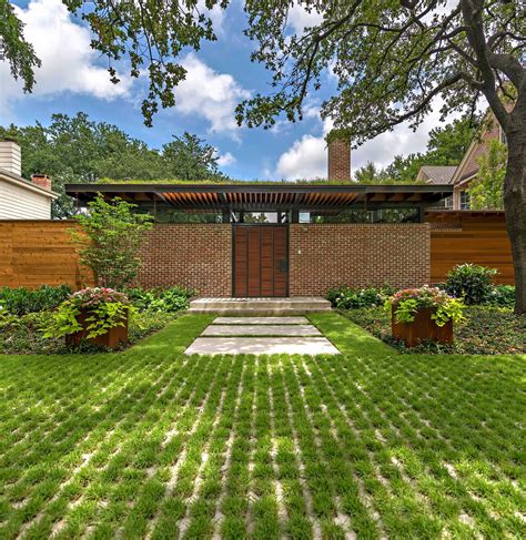 Motor Court Softened With Turf Block Contemporary Architecture With
