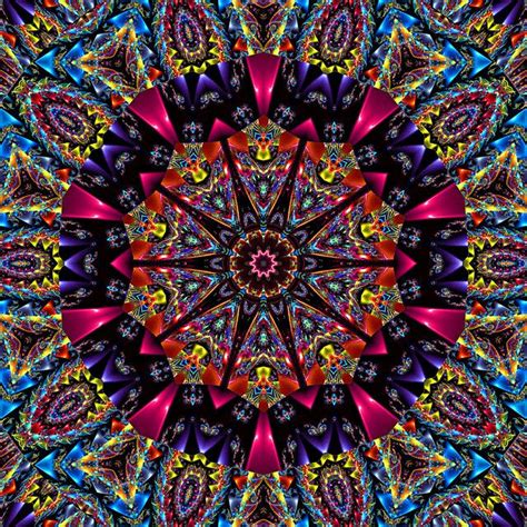 Three Layer Kaleidoscope Fractal Art Kaleidoscope Images Colorful Art