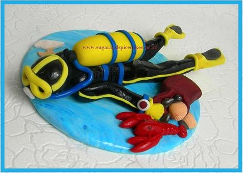 Scuba Diver Cake Topper Fondant Decorated Cake By Cakesdecor