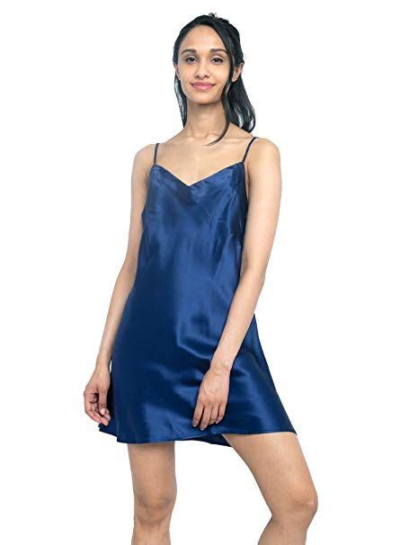 Myk 100 Mulberry Silk Slip Dress Luxury Chemise Nightgown With Spaghetti Strap For Women T