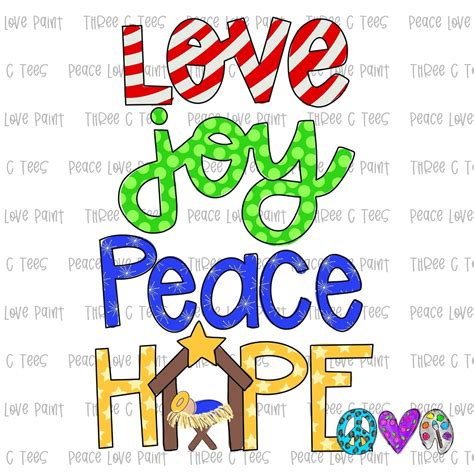 Love Joy Peace Hope Hand Drawn Sublimation Design How To Draw Hands
