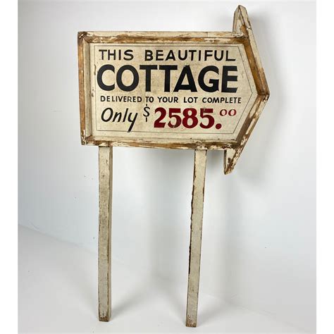 Vintage Wooden Cottage Sign English Traditions