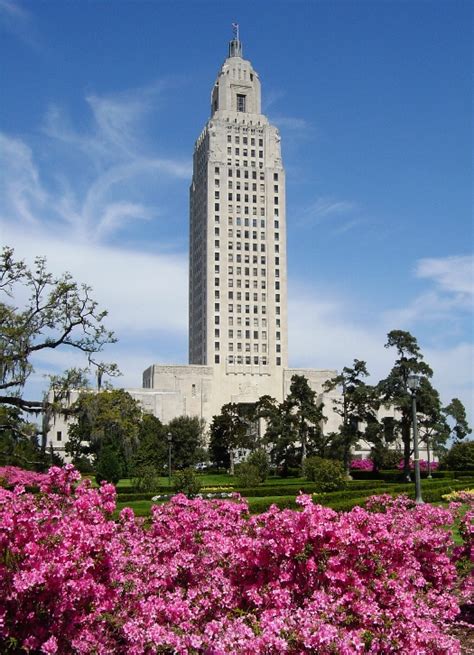 Photographs Of The Louisiana State Capitol Building And Landscaped