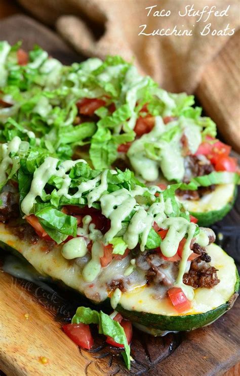 Add onion and cook until softened, then add ground beef and cook until well browned. Taco Stuffed Zucchini Boats - Will Cook For Smiles