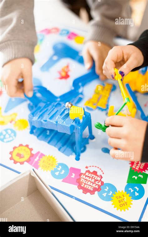 Children Playing Board Game Stock Photo Alamy