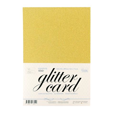 A4 Glitter Card 10 Sheets Per Pack 250gsm Gold