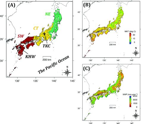 Maps Of Regional Blocks Flux Monitoring Sites And Climate In Japan