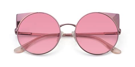 pink hipster cat eye round tinted sunglasses with medium pink sunwear lenses ssr1955