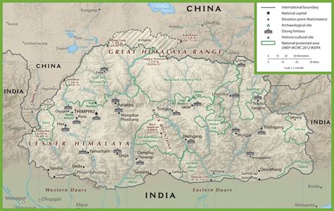 Bhutan Physiographic Map