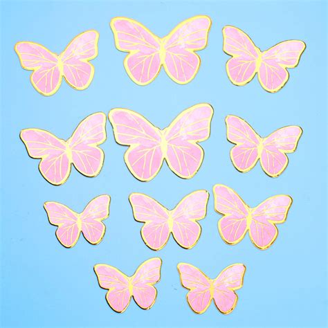 Biling Colourful Pink Gold Butterfly Cake Topper For Birthday Party