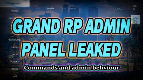 Grand RP Admin Panel Leaked YouTube