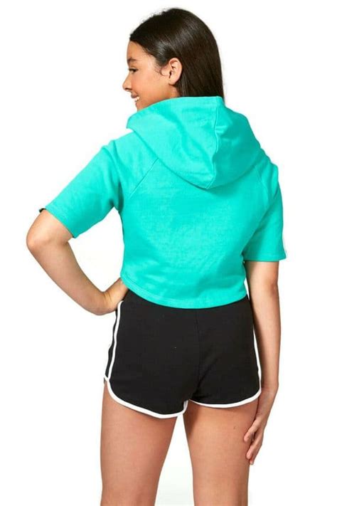 Pineapple Dancewear Girls Short Sleeved Crop Hoodie Mint Green With