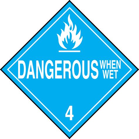 Hazard Class 4 Dangerous When Wet Dot Placard Mpl402