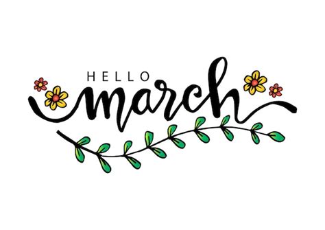 Premium Vector Hello March Lettering Greeting Card