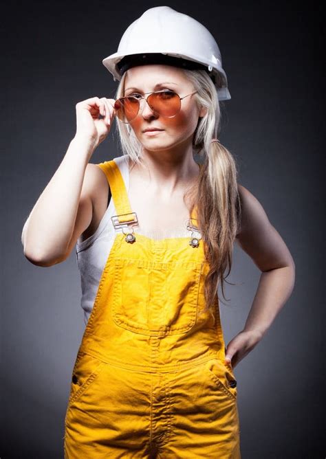 Fashionable Young Architect Woman Construction Worker Stock Photo