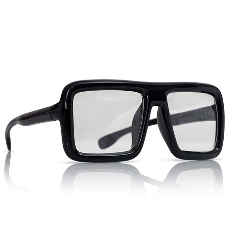 Skeleteen Black Oversized Thick Glasses Shiny Square Frame Old Man