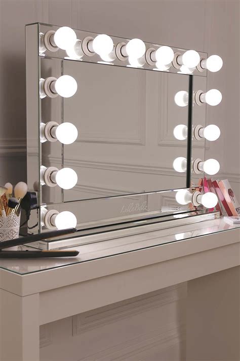 White 24 x 24, hollywood style lighted vanity makeup mirror. Mirror Finish Glamour Make Up Mirror - LullaBellz