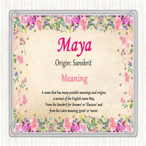 Maya Personalised Name Meaning Coaster The Card Zoo