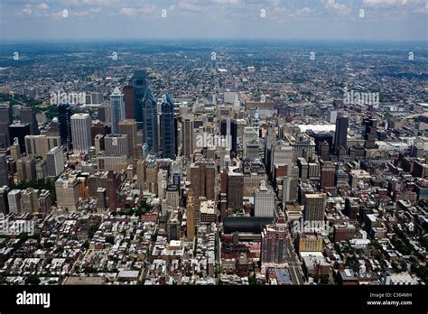 Aerial View Above Philadelphia Pennsylvania Stock Photo Royalty Free