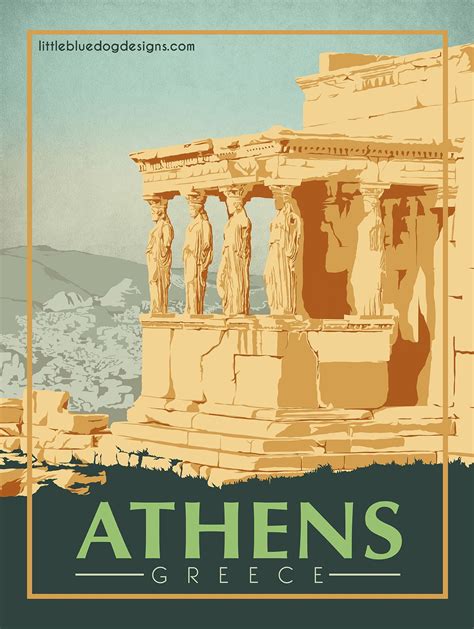 Athens Greece Vintage Travel Poster Etsy Canada Vintage Poster