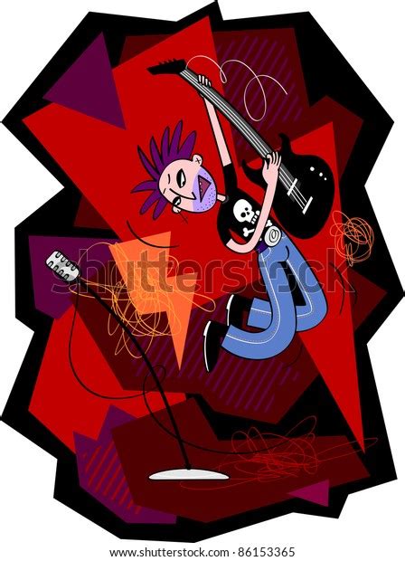 Crazy Rock Star Jumping Playing On Stock Vector Royalty Free 86153365