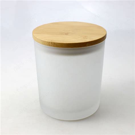 7oz 16oz Frosted Glass Candle Jar With Wooden Lid China 8oz 16oz Candle Jar And Frosted Jar