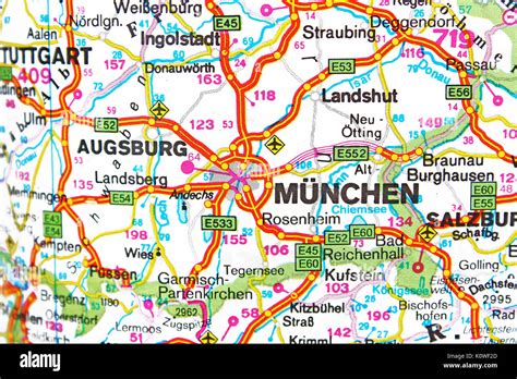 München Munich Munchen Map City Map Road Map Stock Photo Alamy