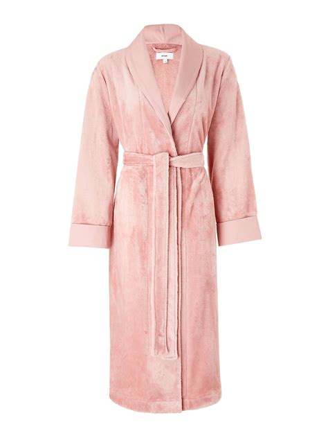 John Lewis And Partners Fleece Satin Trim Dressing Gown Blush Pink At