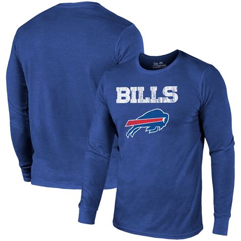 Buffalo Bills Majestic Threads Lockup Tri Blend Long Sleeve T Shirt Royal