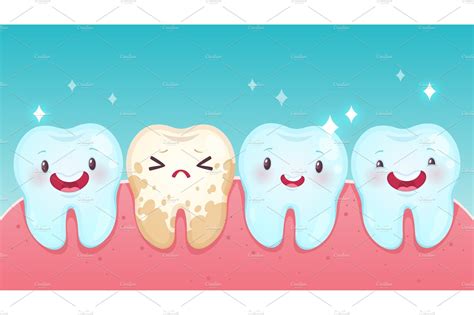 Bad Tooth Cartoon Healthy White Graphic Objects ~ Creative Market