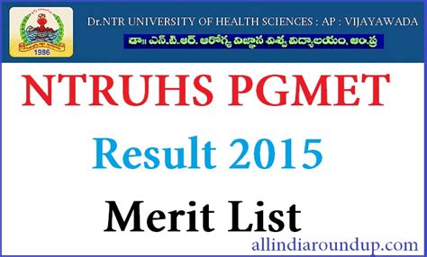 Appg Ntruhs Pgmet Results 2015 Appg Results Merit List Final