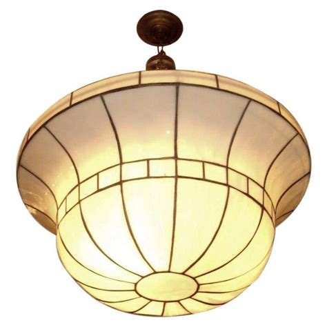 Set Of English Leaded Glass Pendant Light Fixtures Sold Individually