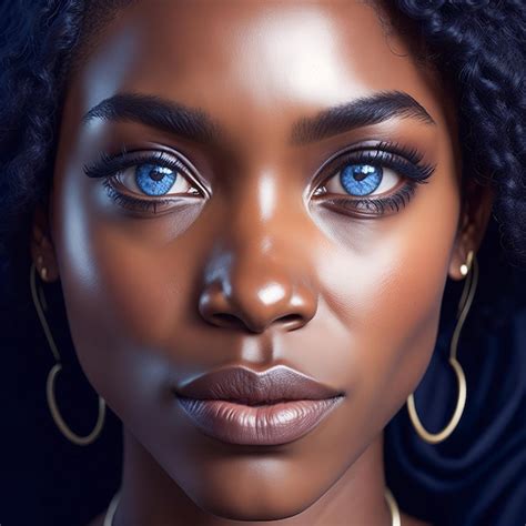 Premium Ai Image A Woman With Blue Eyes And A Dark Skin