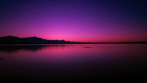 1366x768 Pink Purple Sunset Near Lake 1366x768 Resolution Wallpaper Hd