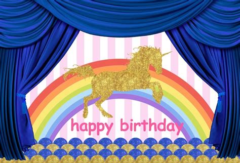 Laeacco Birthday Rainbow Unicorn Communion Party Kid