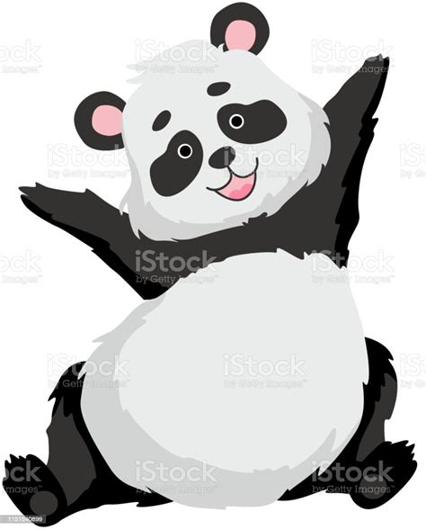 Cute Happy Baby Panda Bear Funny Lovely Animal Character Vector