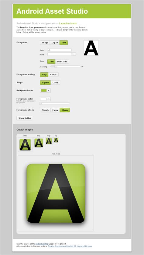 Android icon generator is a simple app that generates downscaled icons for all android supported densities (the list of supported densities can be found here). Android Asset Studio - Generate Icons for your Android App ...