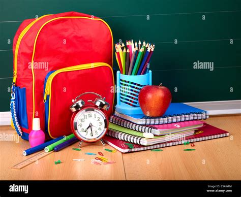 School Office Supplies Blackboard Stock Photo Alamy
