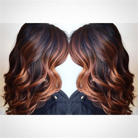 Copper Balayage On Brown Hair Short Short Hair Color Ideas The