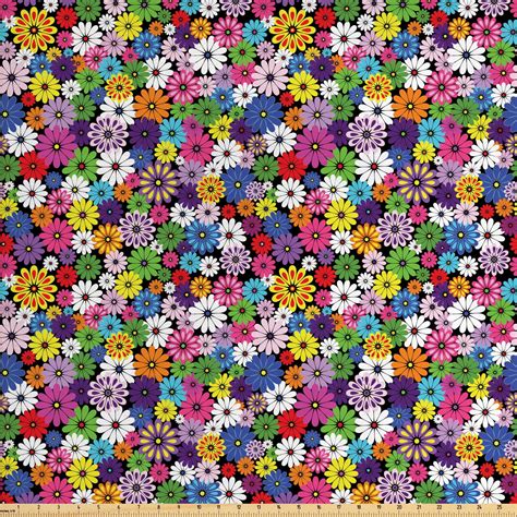 Flower Fabric By The Yard Floral Vivid Pattern With Colorful Flowers