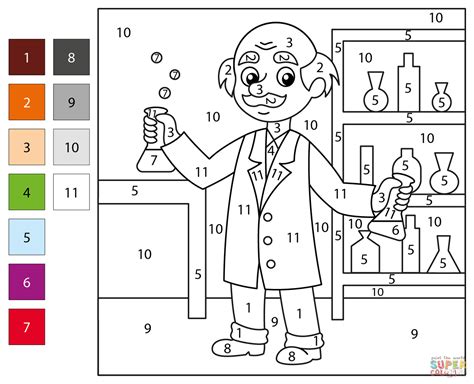 Scientist Color By Number Free Printable Coloring Pages